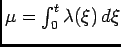 $ \mu=\int_0^t \lambda(\xi) d\xi$